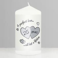 Perfect Love Silver Anniversary Pillar Candle Extra Image 1 Preview